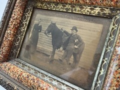 Primitive Photogragh of Man Woman Horse Dog Equestrian Amazing Frame 1800’s Home