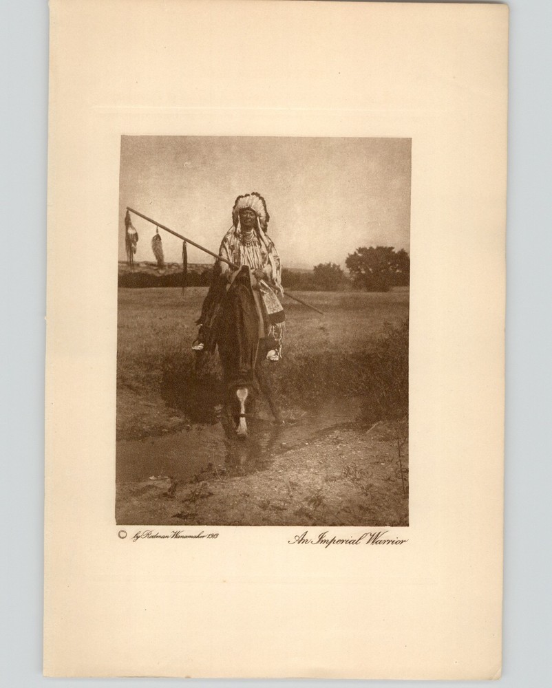 Wanamaker/Dixon «An Imperial Warrior» 1913 Photogravure frm «The Vanishing Race»