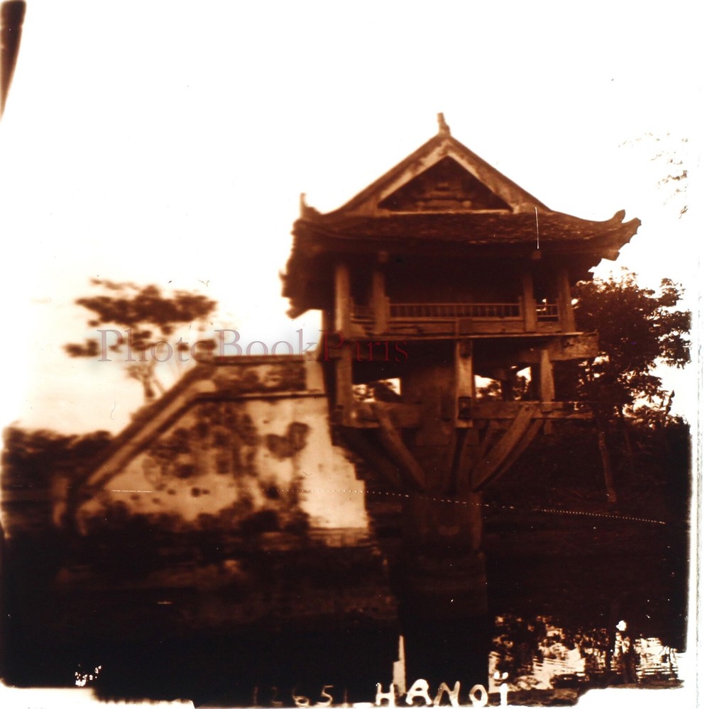 Vietnam Hanoi Pagoda c1910 Photo Stereo Plate Glasses Vintage VR23L6n