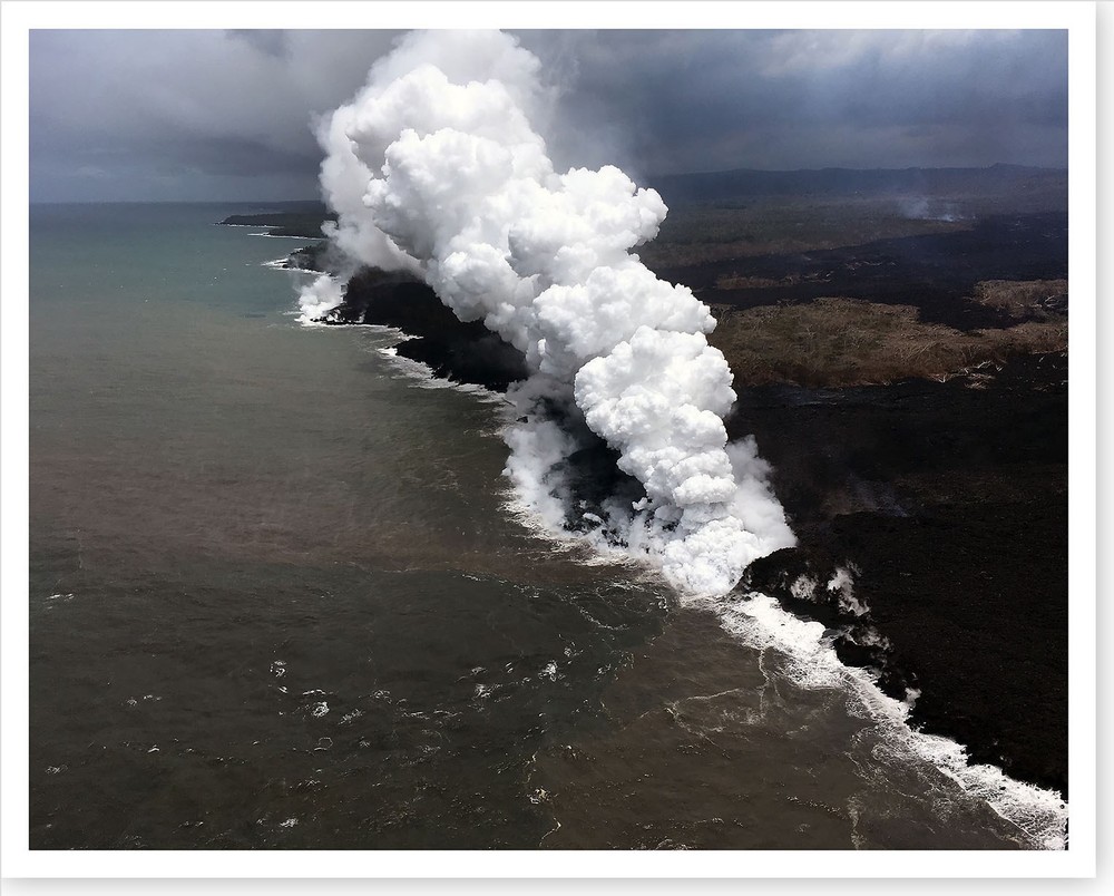Kilauea Volcano Aerial View Showing 2 Ocean Entries 2018 Silver Halide Photo
