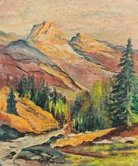 Red Rocks Meandering Stream Green Trees Art DIGITAL DOWNLOAD Landscape
