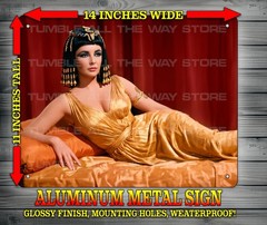 Sexy Cleopatra 1963 Elizabeth Taylor Close Up Metal Sign Wall Art 14″ x 11″