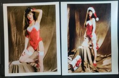 Female Model Vintage Seasons Greetings Photo Print 8×10 Lot of (2)