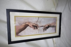 Creation of Adam, Wooden Framed Printed Wall Art ,Glass Protective Cover +2Hooks
