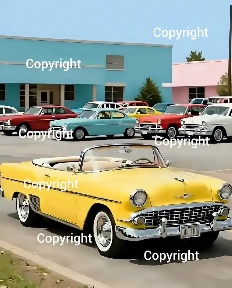 Digital high quality image picture photo wallpaper background 9 Vintage Car 50s