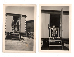 Photographs 2 x Children Before Construction Truck 1940s WW2