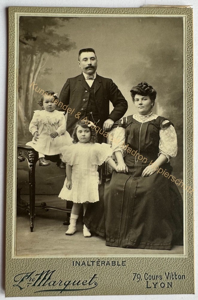 orig. KAB Cabinet Photo Photograph Children Fashion Circa 1890 France Lyon Marquet