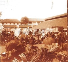 Vietnam Ho Chi Minh-Ville Saigon Market c1910 Photo Stereo Plate Glasses VR23L11n