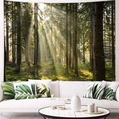 Onivein Forest Tapestry Nature Sunlight Streaming Through Green Trees Wall Ha…