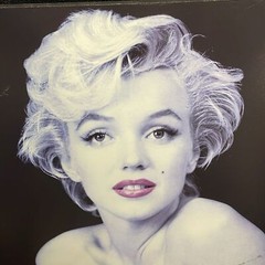 Marilyn Monroe Red Lips by Milton Greene on wood 19 x 15 EUC black & white w red
