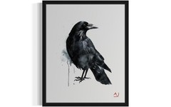 Crow Art Print Poster, Bird Watercolor Painting, Nature Animal Wall Decor Bir…