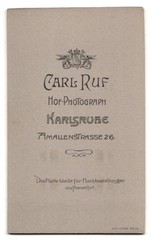 Photograph Carl Ruf, Karlsruhe, Amalienstr. 26, Portrait Woman in Dress with Spit