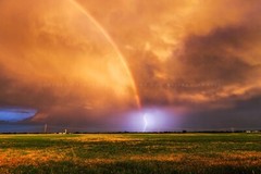 Rainbow and Lightning Photography Print Stormy Sky Picture Oklahoma Wall Art