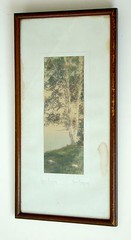 ANTIQUE Vintage FRED THOMPSON Signed HAND TINTED Colored Photograph / Nutting