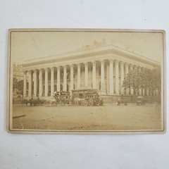 Vintage 1800s Bourse de Paris Horse Carriages Street Scene Antique Photo France