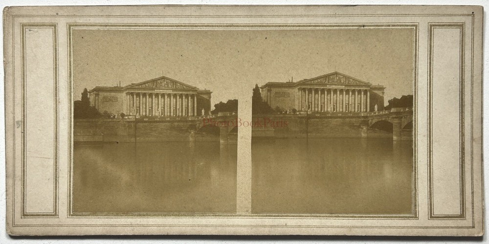 FRANKREICH Paris Assemblée Nationale C1858 Foto Stereo Vintage Albumin