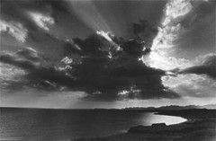 «GIVE GROUND TO LIGHT»: B&W PHOTO OF SINAI, EGYPT, HANDPRINTED BY ARTIST, FRAMED