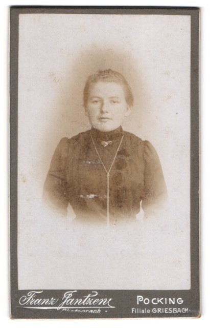 Photograph Franz Jantzen, pocking, portrait young lady with hair tied back