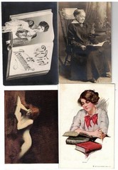 Deltiology / BOOKS AND READING AS DEPICTED BY THE PICTURE POSTCARD 1900-1950- 47