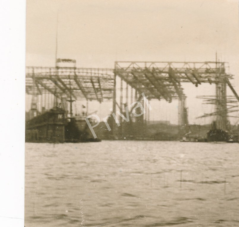 Photo Hamburg Harbor 1928 Ships Barges Freighters Cranes Docks M1.75