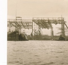Photo Hamburg Harbor 1928 Ships Barges Freighters Cranes Docks M1.75