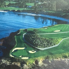 PEBBLE BEACH The Seventh Hole. Professionally Framed Picture. 18 x 22