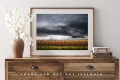 Storm Photography Print – Picture of Thunderstorm Over Corn Field in Kansas