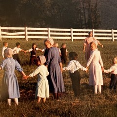 Bill Coleman Signed Amish No 627 Matted Photograph School Children Farm