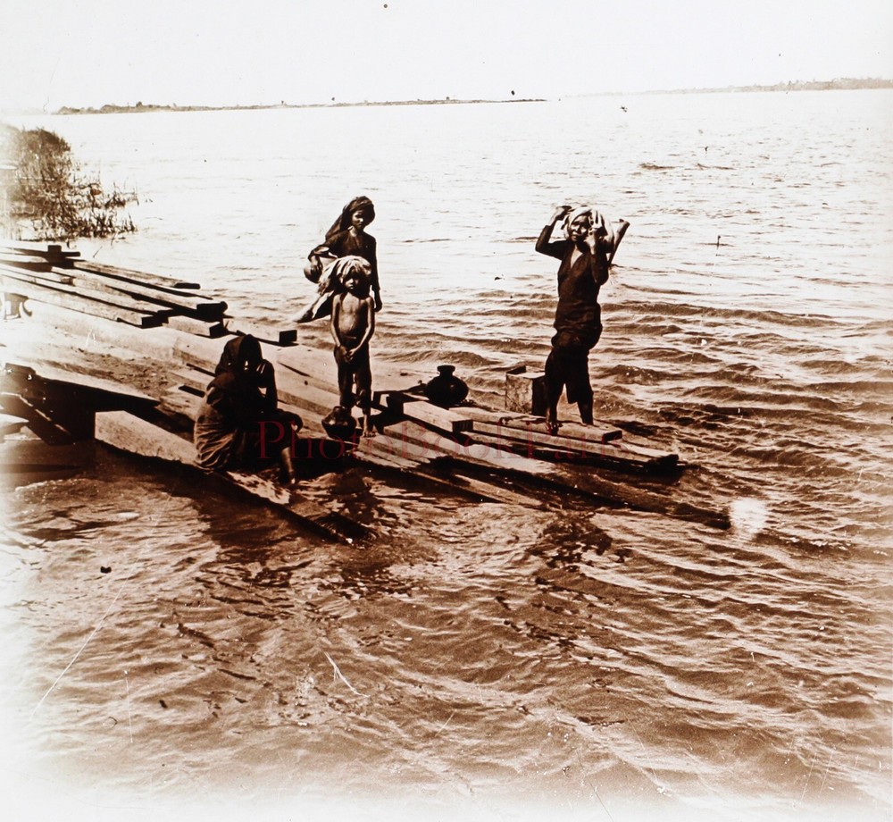 VIETNAM Cochinchina Saigon The Mekong River c1900 Photo Stereo Plate Glass