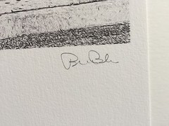 BRUCE BLUM SIGNED B&W Engraving (16″X 20″)-» Bus Stop»