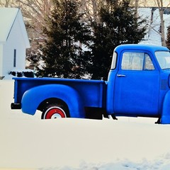SCHELL Original Vintage Signed 1950s Chevy Pick Up Truck Landscape Photograph