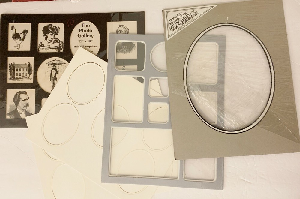 Two 5-Oval Cut Mats +3 11X14-Double Lg Oval Mat,Double Muti Cut+ Single Multi–