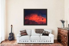Storm Clouds Photography Print: Texas Cumulonimbus Fiery Red Sunset Sky Photo