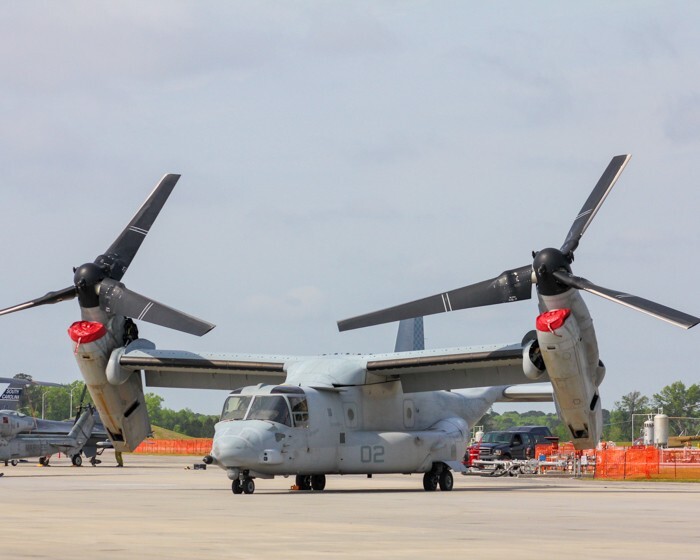8×10 photo of the Bell Boeing V-22 Osprey on display in Beaufort, SC.