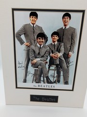 Beatles 1964 Signed Color Print Plaque Dbl Matted Unframed 14×11