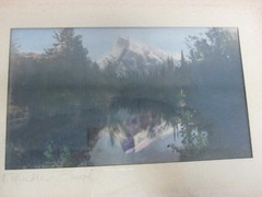 GEORGE NOBLE HAND TINTED FRAMED PHOTOGRAPH of MT RUNDLE BANFF ALBERTA CANADA