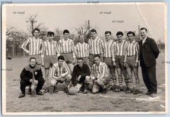 Men’s Football Team – 1950s 1960s Sports – RPPC – Photo Postcard 14x9cm