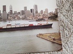 Austral Pioneer Cargo Ship Photo City Skyline 11 x 14 Color Photograph Vintage