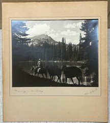 Original HARRY ROWED ‘Morning in the Valley’ Horseback in CANADA Mountains PHOTO