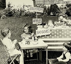 Kids In Backyard Playing Store, 1960 Fotofolio Art Photo Print Card 4.25”x6”