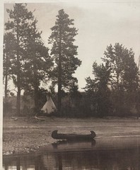 Original EDWARD CURTIS Kutenai Camp NATIVE AMERICAN Canoe & Teepee Photogravure