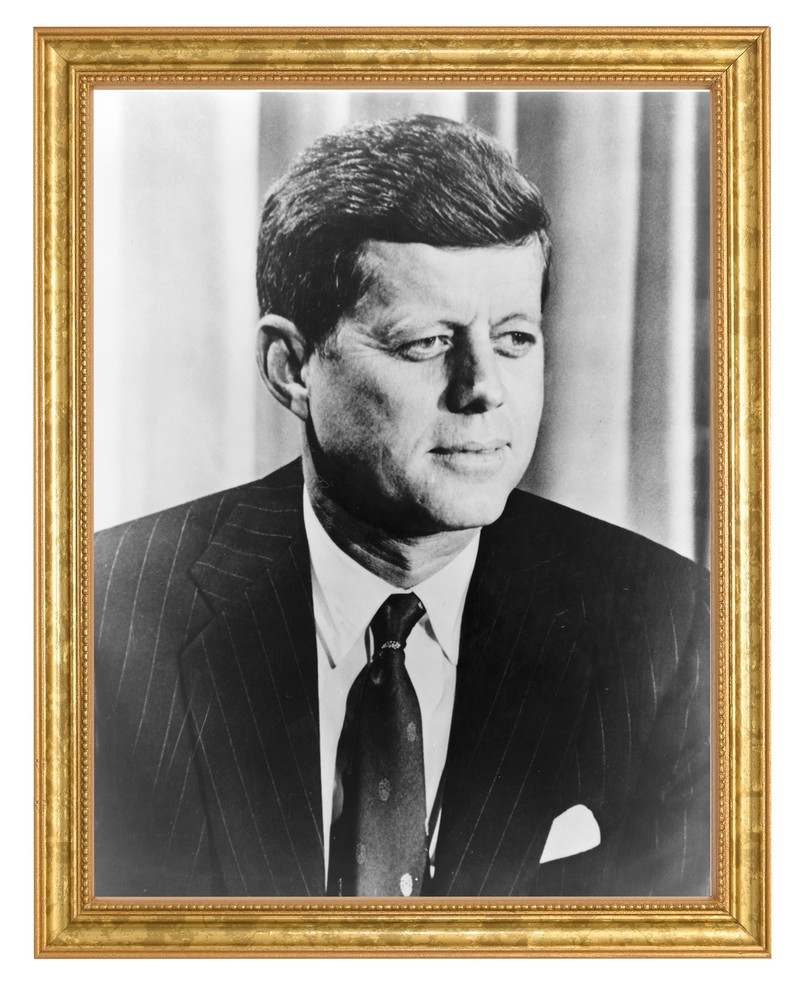 John F. Kennedy Photograph in a Aged Gold Frame