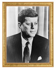 John F. Kennedy Photograph in a Aged Gold Frame