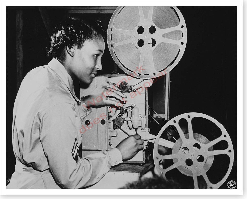 African American Woman Soldier Movie Projectionist WWII Silver Halide Photo