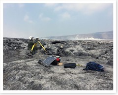 Kilauea Volcano USGS Geophysicist Installing Monitor At Halema‘uma‘u 2018 Photo