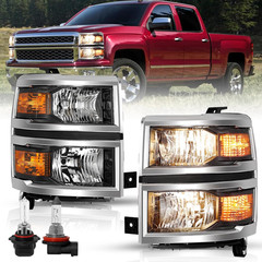 Upgraded Lens Headlights Assembly Fit for 2014 2015 Chevy Silverado 1500 Pickup