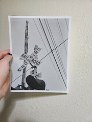 8 by 10 Black & White 35mm Film Photography Hand Made Darkroom Print Train Cross