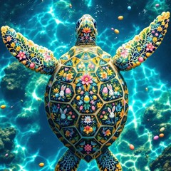 Easter Sea Turtle Digital Art Transparent Download PNG File