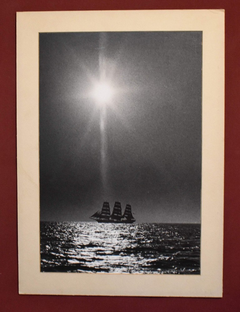 Vintage Photograph Print, Possibly Silver Gelatin, Featuring a Three Masted Ship