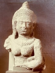 Rare Albumen Print Photo XIX Statue Art Kmer Sculpture Cambodia Angkor Wat
